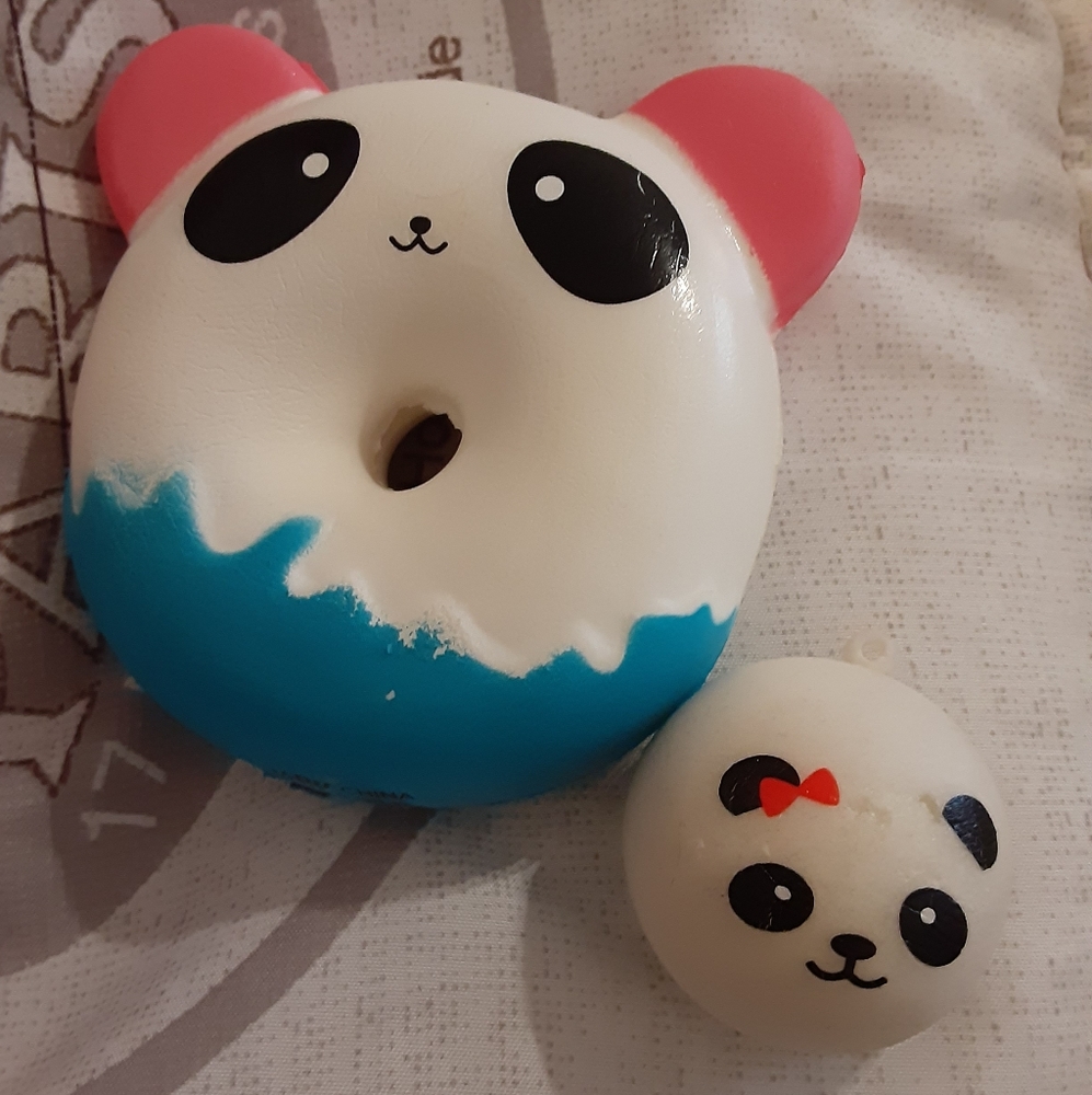 2pc panda set panda donut and panda bun squishies